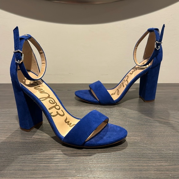 Sam Edelman Blue Suede Sandel Heels - Picture 2 of 5